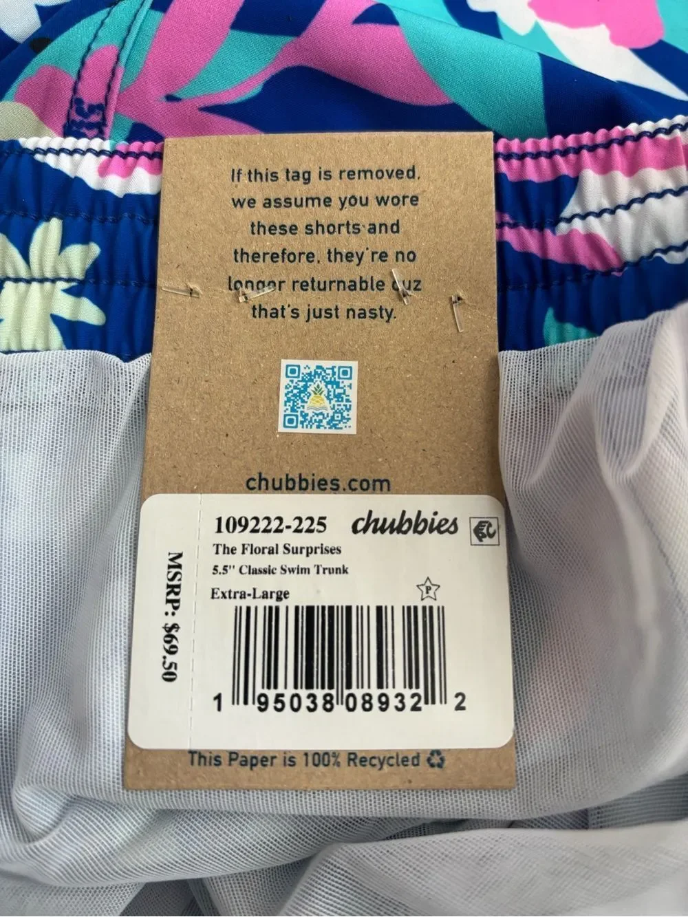 Chubbies men Navy Tropical Floral Swim Shorts